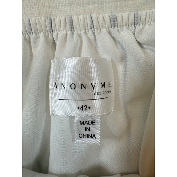 White Navy Pleated Midi Skirt Anonyme Ita. 42, US 6,  Elastic Waist (bin KK171) - Picture 3 of 8